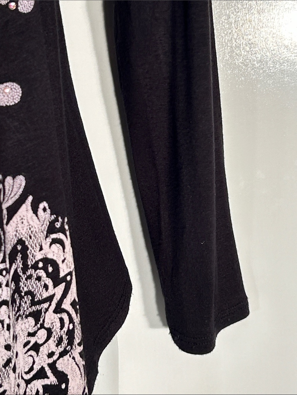 Vocal SZM Black & Silver Floral Rhinestone Cardigan Whimsigoth Fairy Grunge Y2K - Picture 4 of 9
